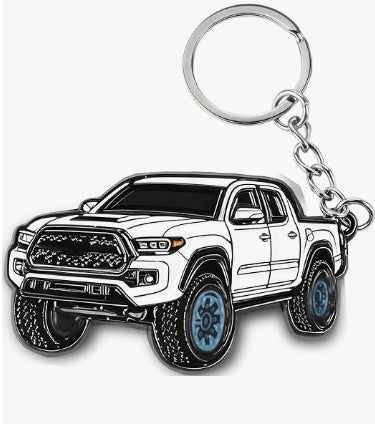 Toyota Tacoma Metal Keychain – White | Truck Mod Co.